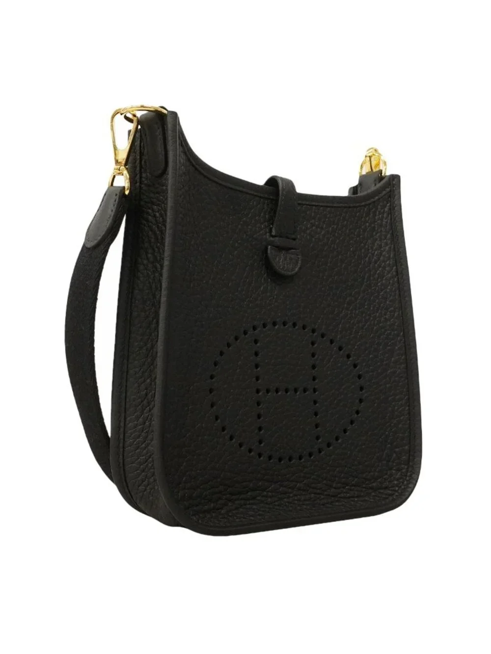 Hermes Shoulder Bag Evelyne TPM Taurillon Clemence Black Gold